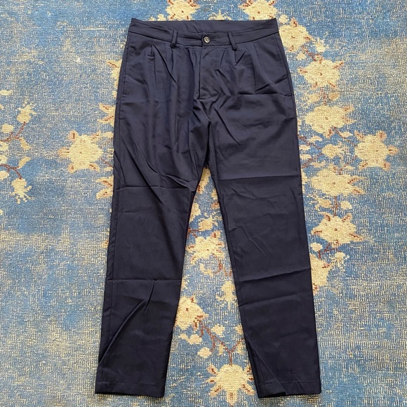 Low Brand Cropped Virgin Wool Navy Trousers 33 - Picture 2 of 5